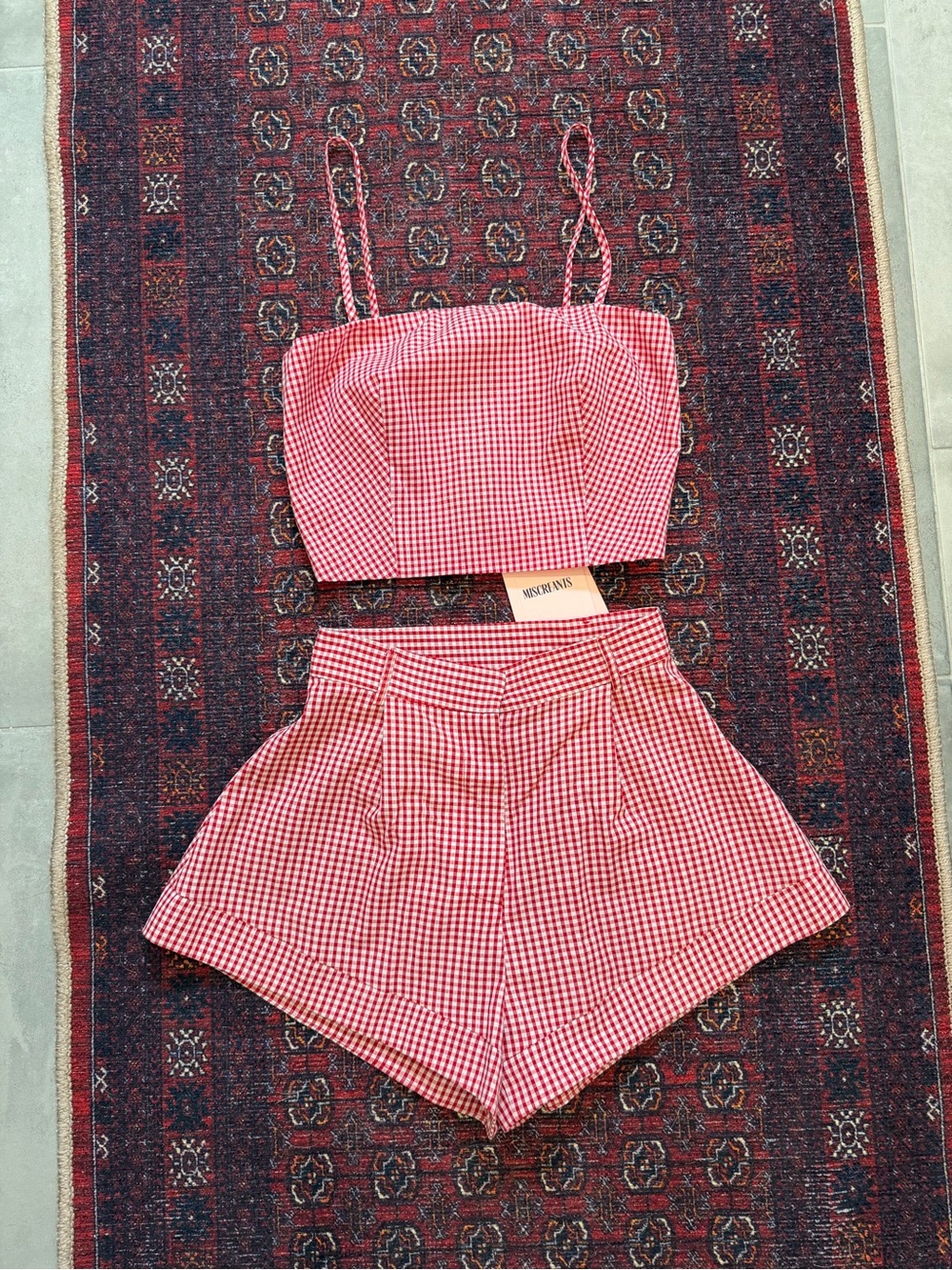 NWT Miscreants Red Gingham Short Set